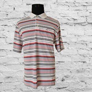 GREG NORMAN FOR TASSO ELBA MEN SHORT GOLF POLO STRIPE SHIRT - SIZE LARGE